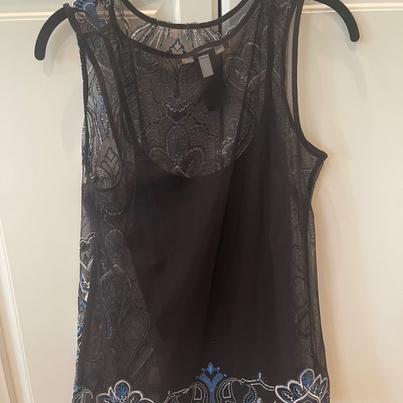 WHITE HOUSE BLACK MARKET BLUE & BLACK BLOUSE TANK SIZE SMALL - NWT - Picture 4 of 4